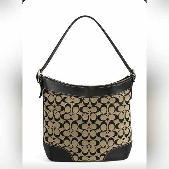 Coach Handbags - Coach Signature Canvas Shoulder Bag in Khaki/Black